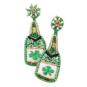 Madeline Love - Sequin St Patrick's Day Clover Accented Champagne Earrings