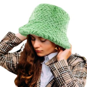 Madeline Love - Patterned Faux Fur Solid Bucket Hat