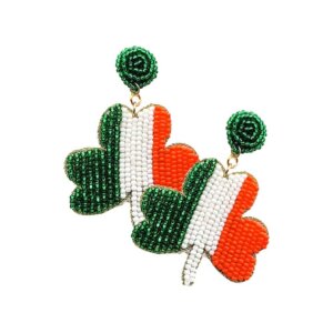 Madeline Love - St. Patrick's Day Beaded Irish Shamrock Dangle Earrings