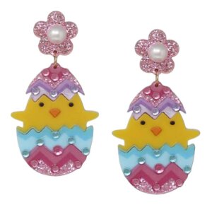 Madeline Love - Hatchling Chick Easter Egg Acrylic Drop Earrings