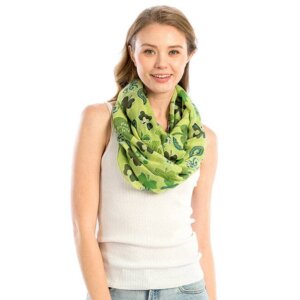 Madeline Love - St Patrick's Day Green Clover Pattern Infinity Scarf