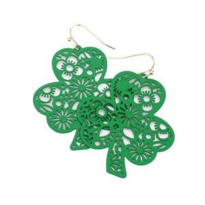 Madeline Love - St Patrick's Day Flower Filigree Metal Clover Earrings