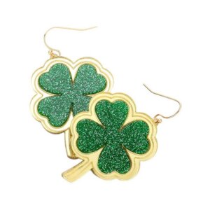 Madeline Love - St. Patrick's Day Glittered Clover Dangle Earrings