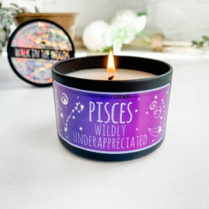 Moonlight Makers - Pisces Natural 100% Soy Wax, Funny Zodiac Scented Candles
