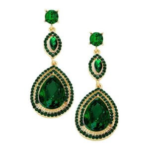 Madeline Love - Victorian Teardrop Halo Crystal Evening Earrings