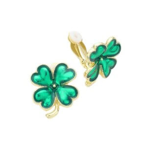 Madeline Love - St. Patrick's Enamel Clover Clip On Earrings