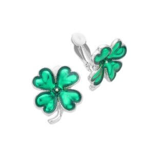 Madeline Love - St. Patrick's Enamel Clover Clip On Earrings