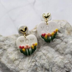 The Pretty Jewellery - MOM Heart Tulip Clay Earrings